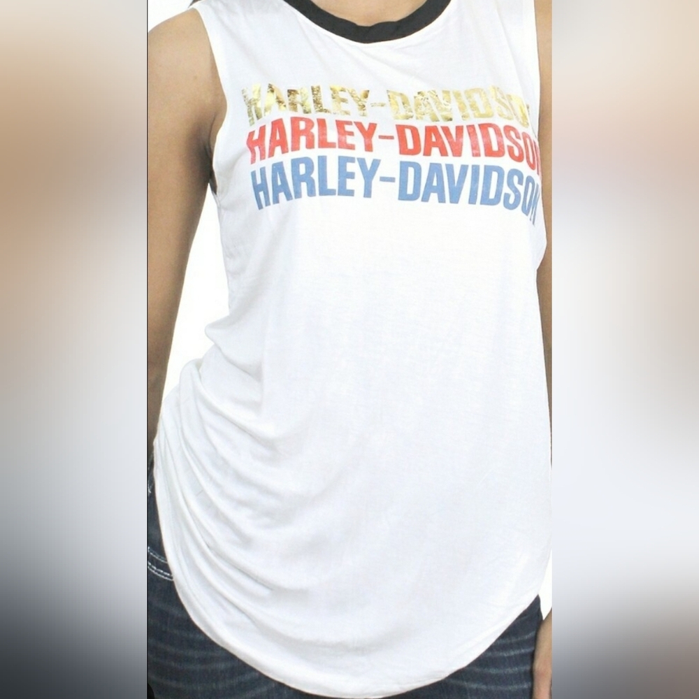 Harley-Davidson White Muscle Tee Sleeveless Retro Style